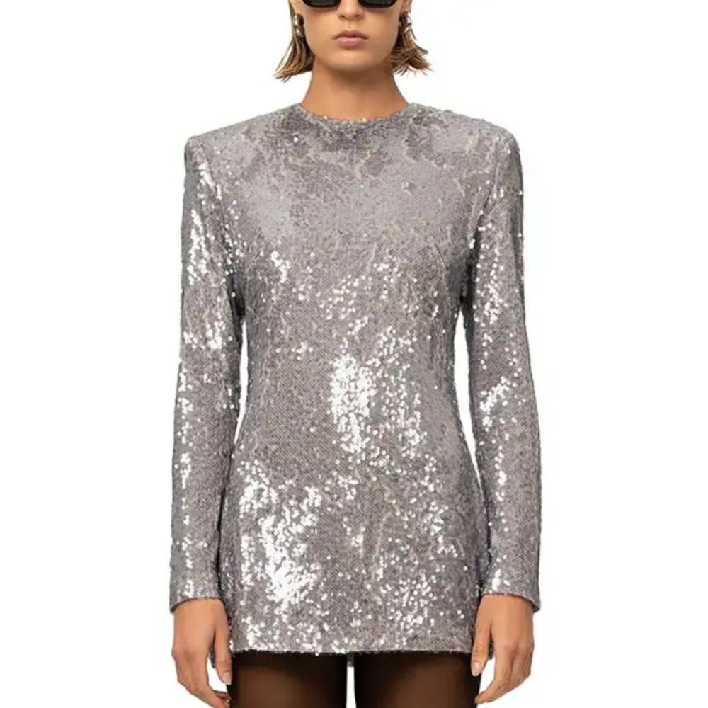 NWT Non Chalant Label Zola Sequin Mini Dress Quicksilver Size Small